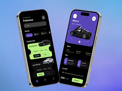 Car Rental App UI app app ui car app car rental app colorful creative dark mood design hiring app landing page mobile app mobile application modern modern ui rent rental app ride share app ui uiux website