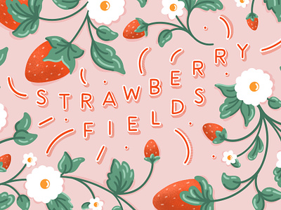 Strawberry Fields 🍓 floral floral design graphic design hand lettering illustration pattern design print design strawberry typography