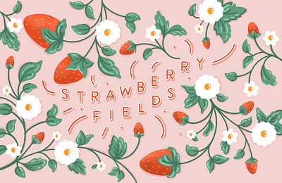 Strawberry Fields 🍓 floral floral design graphic design hand lettering illustration pattern design print design strawberry typography