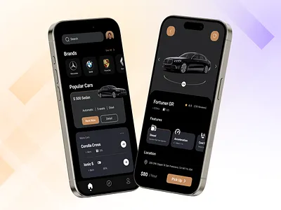 Car Rental App app app ui branding car hiring app car rent clean ui creative dark mood design graphic design landing page mobile app mobile application mobile ui modern rent rental app ui uiux website