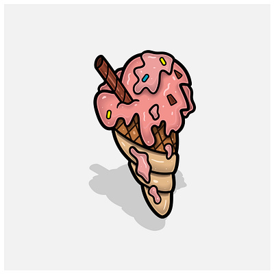 Cartoon Strawberry Ice Cream. branding cream graphic design pink