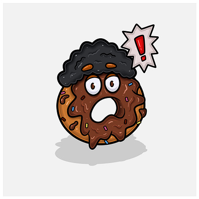 Character Cartoon of Chocolate Donut With Shocked Expression. cream graphic design