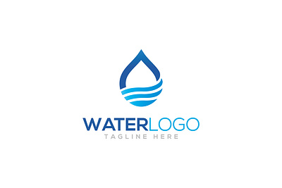 Creative water logo design template blue