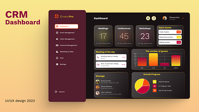 CRM Dashboard EventPro graphic design ui