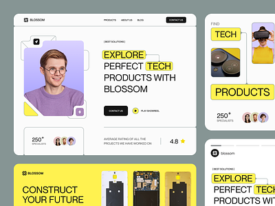 Blossom UI-UX design interface product service startup ui ux web website