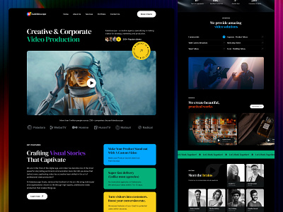 Kaleidoscope - Video Production Portfolio Website agency animation camera corporate creative dailyui figma framer freebie mobile portfolio production ui video website