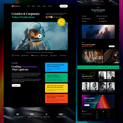 Kaleidoscope - Video Production Portfolio Website agency animation camera corporate creative dailyui figma framer freebie mobile portfolio production ui video website