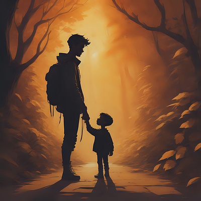 child with dad 3519173221 3519173221 child dad forest love nature num3519173221 vectorial