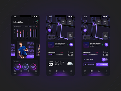Sport Tracking Mobile App Concept animation app application design mobile sport tracking ui ui design user experience ux visual design