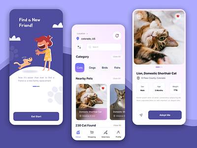 Animal App animal adopt apps pet ui