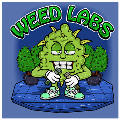 Weed Bud With Bongs In Floor Characters Cartoon. medicine