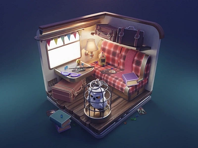 Hogwarts Express Tutorial 3d blender diorama harry potter hogwarts express illustration isometric render room