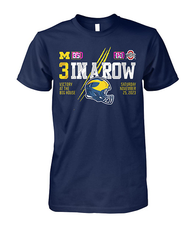 Michigan Football 3 In A Row Ohio State Score Shirt 3 in a row michigan football ohio state score shirt