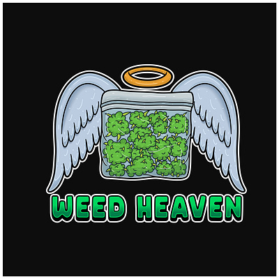 Weedbud With Wings Angel Logo and Weed Heaven Text. legal