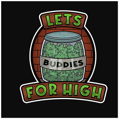 Weedbud In Jar Logo and Lets For High Text. legal