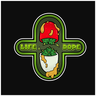 Drug With Weedbud and Life Dope Text. legal