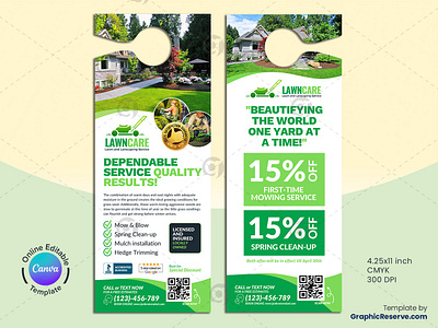 Landscaping Door Hanger Design Canva canva door hanger design canva door hanger template canvas door hanger door hanger design template garden cleaning services landscaping landscaping door hanger lawn care lawn care door hanger