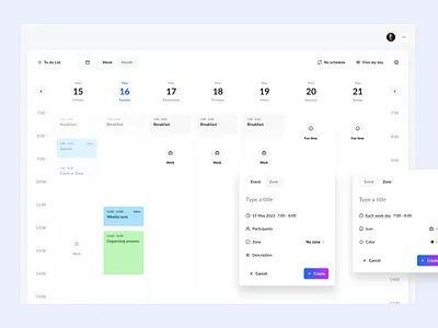 Schedule Assistant ai calendar ui ux web