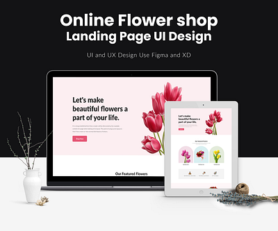 Online Flower Shop Landing Page UI Design adobe xd branding figma graphic design ui