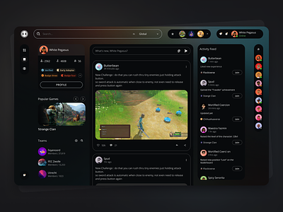 Community Feed - Virtual Worlds Launcher activity feed community community feed crypto feed friends list post posts profile topic ui ux web app web design web site