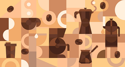 Coffee art branding coffee design draw drink espresso geometric illustration line moka print retro shape vector vintage