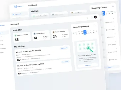 Tutors Dashboard - Learning platform dashboard learning platform lessons tutoring tutors dashboard ui upcoming lessons ux web app web design web site web study