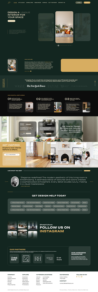 Website Design for an Interior e-commerce store ecommerce store graphic design interior designer website ui website design
