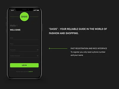 OASIS app app black theame car app design drive drive app fashion fashion app mibileapp shop