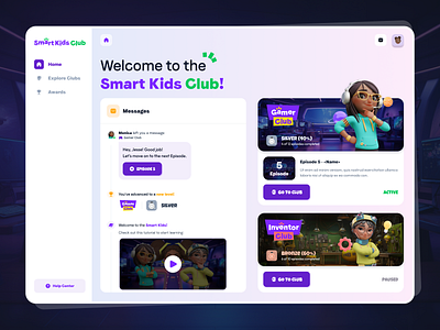 Dashboard - Kids Learing Platform dashboard episodes gamified gaming design kids learining platform learning lessons ui ux web app web design web site