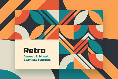 Retro Geometric Mosaic Seamless Patterns abstract background bauhaus colorful flat geometric illustration mosaic pattern retro scandinavian seamless seamless pattern shapes tile vector wallpaper