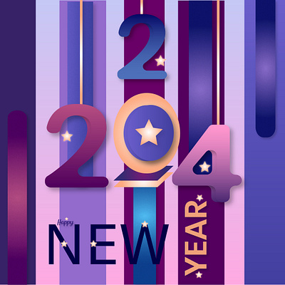 Happy New Year 2024 2024 ads banner branding celebration christmas energy graphic design happy illustration inspiration life lights motivation newyear newyeareve party real star vector