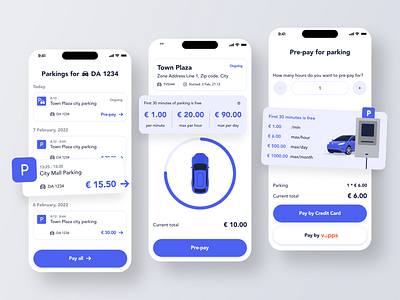 Mobile parking app b2c branding design figma graphic design illustration ios logo mobile crm mobile design parking typography ui ux vector