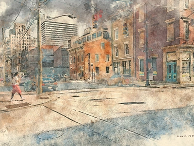 13th & Walnut adroit architectural drawing cincinnati cityscape design digital art editorial illustration illustration publication sketch urban watercolor