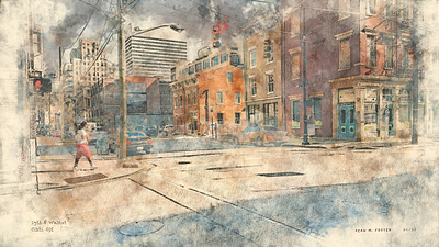 13th & Walnut adroit architectural drawing cincinnati cityscape design digital art editorial illustration illustration publication sketch urban watercolor