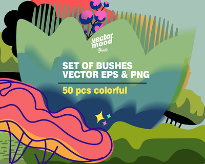 Set of vector bushes ✨🌳🎨 art asset branding bundle design graphic design illustration vector
