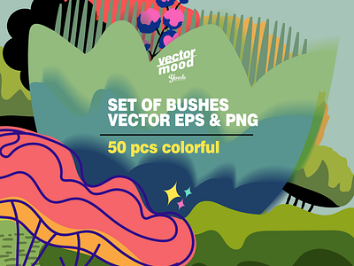 Set of vector bushes ✨🌳🎨 art asset branding bundle design graphic design illustration vector