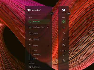 Side bar design for Metastaq | Lazarev. buttons clean crypto dashboard design fields interaction menu nft product design sidebar ui ux