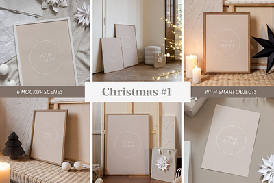 Christmas 1 Mockup Set art art gallery art print artist artwork frame industrial interior marble mockup picture poster shadow studio wall decor wood