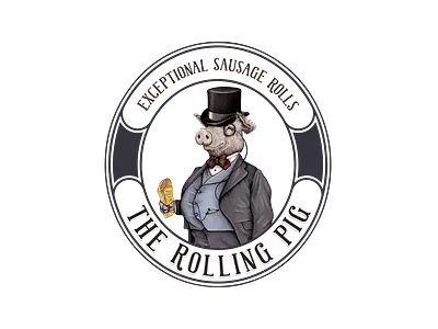 THE ROLLING PIG / CHARACTER DESIGN / HAND DRAWN ILLUSTRATION branding character design on dribble character illustration design gentle man pig graphic design hand drawn character design hand drawn illustration illustration logo pig hand drawn logo pig illustration pig logo rolling pig logo typography ui ux vector