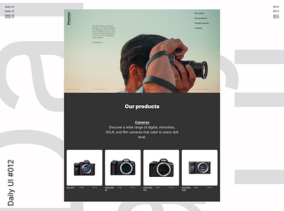 Daily UI 012 - E-commerce Shop 012 12 branding cameras canon daily dailyui design e commerce ecommerce graphic design lens lenses nikon photography selling sony ui ux