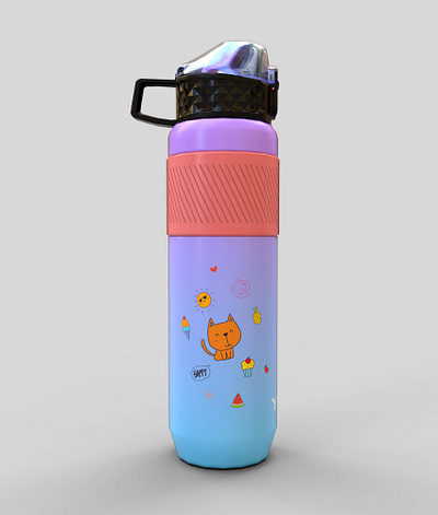 Cute Water Bottle 3D Render #substancestager 3d bottle cute render substance 3d stager substance painter
