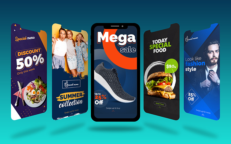 Instagram Story Bundle Restaurant + Clothing bundle design graphic instagram story