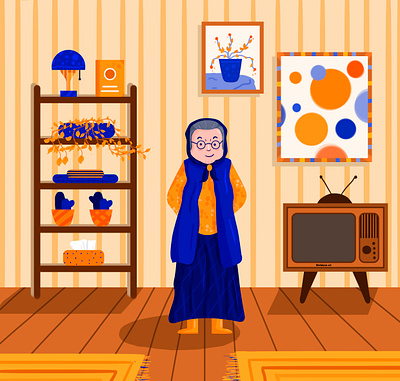 Grandma's Living Room character design grandma illustration