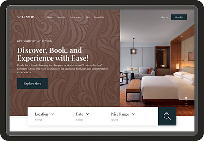 LUXUARA: Hotel Landing Page. design graphic design hotel landing page ui