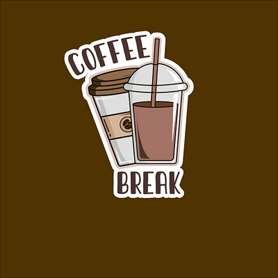 Coffee break - sticker design. coffee coffee break coffee sticker coffee t shirt design cup design graphic design illustration mug vector