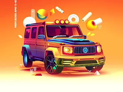 AMG G-63 car illustration lifestyle light neon vehicle