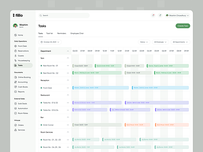 Hotel Management - Tasks admin bar bill design filllo guests hotel hotel management hotel table booking reception restaurent revenue room rates room services saas service status spa tasks uiux webapp