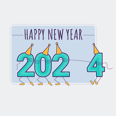 Happy new year 2024...Template Design. 2024 3d design graphic design happy new year illustration template design typography vector