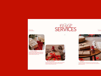 Services Section on Gift Wrapping Landing Page bright classy daily design festive figma gentle grid homepage landing minimalistic onepage our services red services tilda trends ui web design website