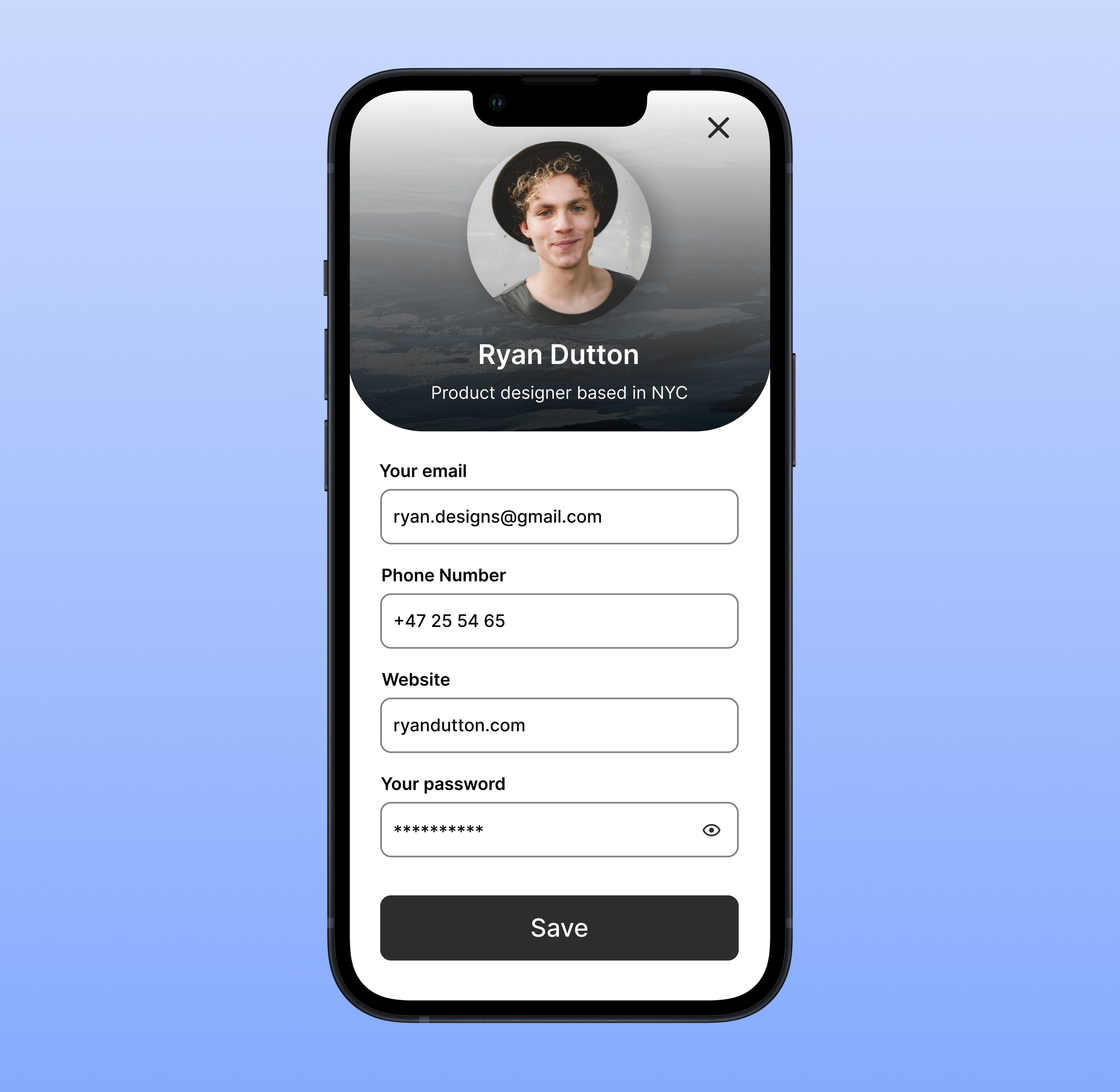 Profile View Screen UI Screen app design product profile ui ux